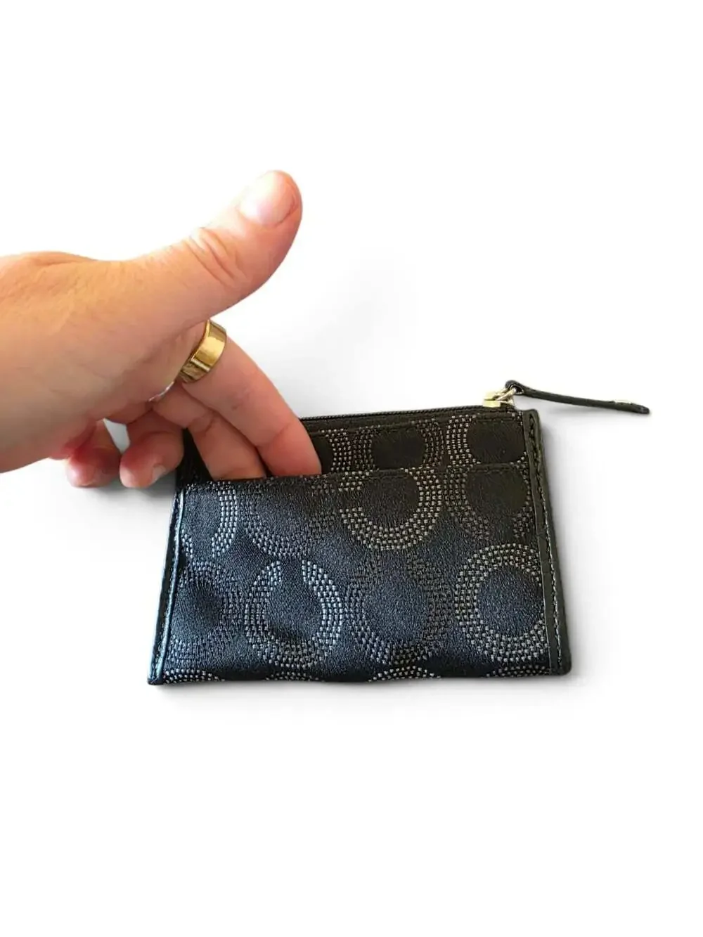 Coach Signature C Coin Purse Key Pouch Black Horse Carriage Logo Vintage Y2K